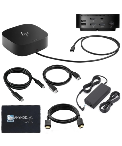 HP Docking Station for Laptop Dual Monitor and Charging Bundle - HP Dock 5TW10AA / 5TW10UT / 5TW10AA#ABB with 120W Adapter + HDMI Cable + DisplayPort Cable + USB-C Cable + Microfiber Cloth (Renewed)